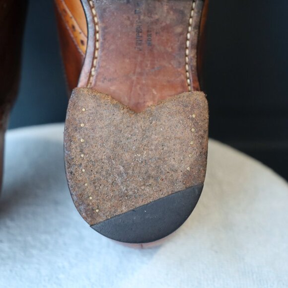 SALE - Jeffery-West 8-D US Brown Mens Wingtip Burnished Oxford Dress Shoes - Picture 11 of 15